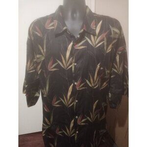 Bamboo Cay Men's Hawaiian Shirt Tropical Floral Print Blue Button Up 3XL